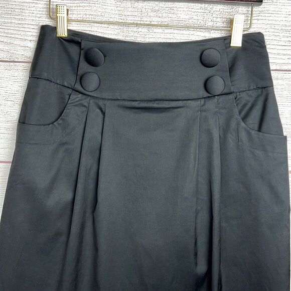 Ann Louise Roswald Cotton Blend Black Knee Length Skirt - Picture 5 of 12